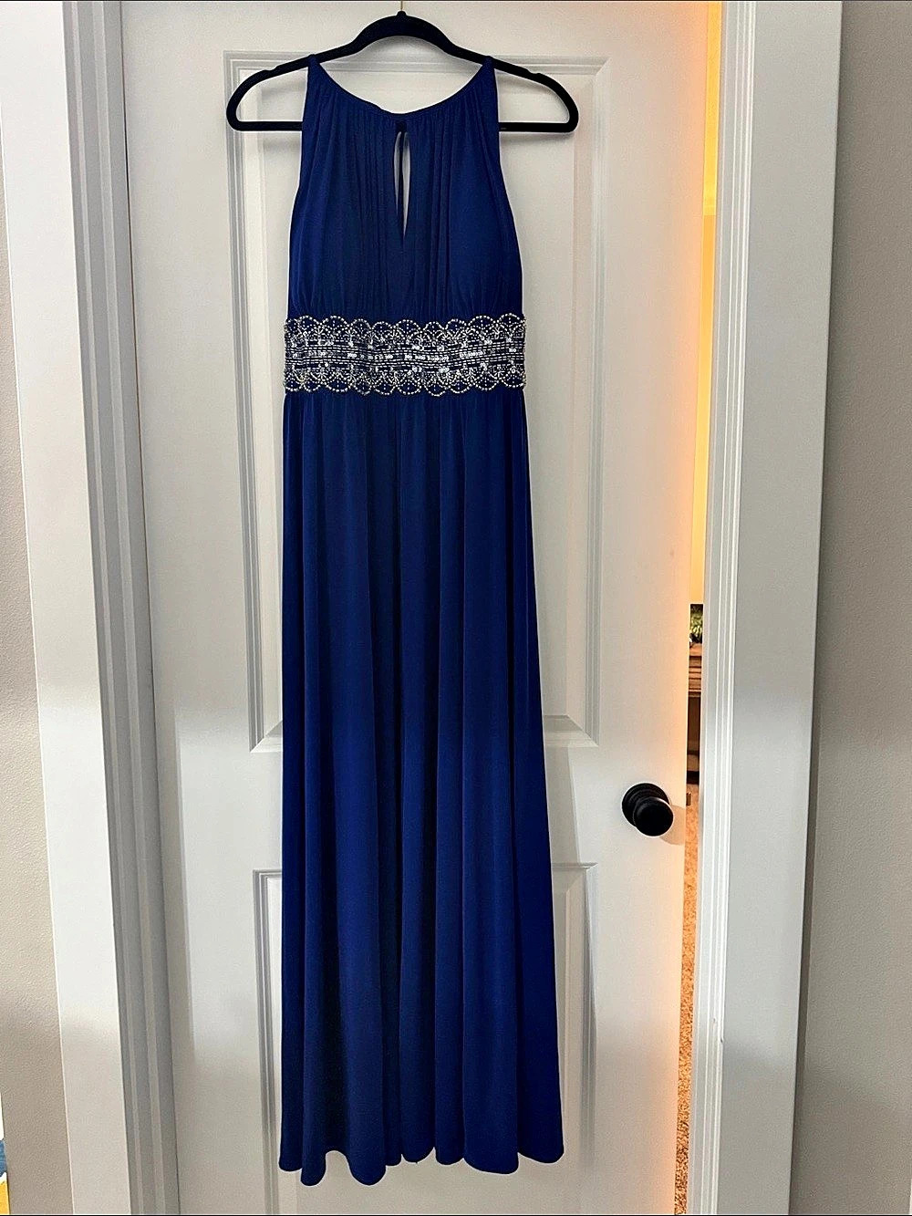 Blue Embellished Maxi Dress for Prom or Wedding Guest